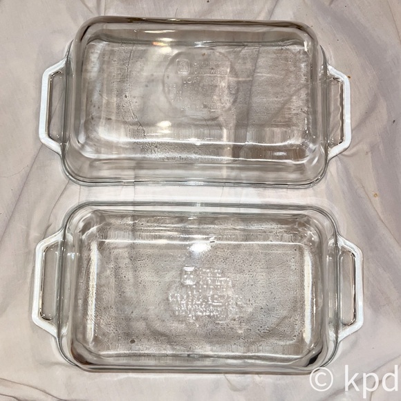 Vintage Anchor Hocking Buffet Serving Rack w 2 1 qt Anchor Ovenware Loaf dishes - Picture 10 of 10